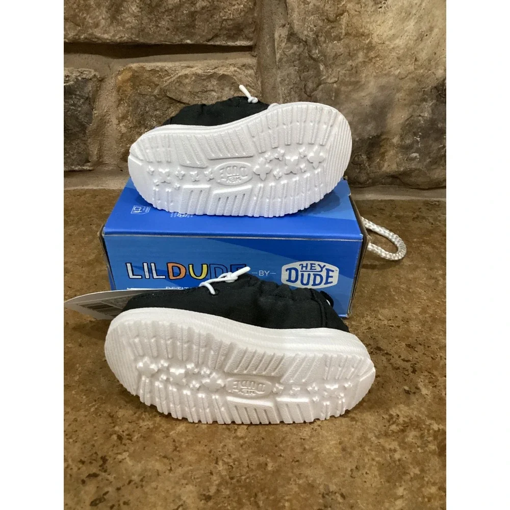 Hey Dude Lil Dude Slip On Core Black Canvas Toddler Shoes 43719-001 Size C2 New